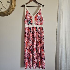 KatherineKelly Long Floral Pleated Maxi Dress Wedding Summer Cocktail Sleeveless